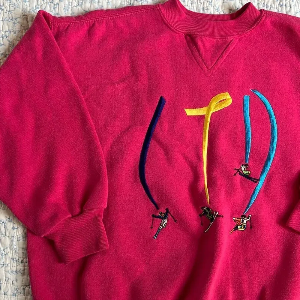 Vintage LimitedToo Kids Embroidered Ski Sweatshirt